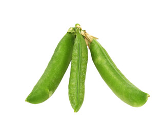 Three peas pods.Isolated.