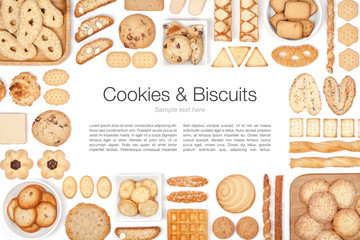 cookies and biscuits on white background 