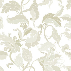 Elegance Seamless pattern with flowers orchids, vector floral illustration in vintage style