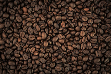 Coffee beans closeup background ( Filtered image processed vinta