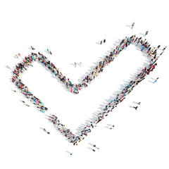 people in the shape of a check mark.