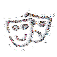 people in the shape of masks.