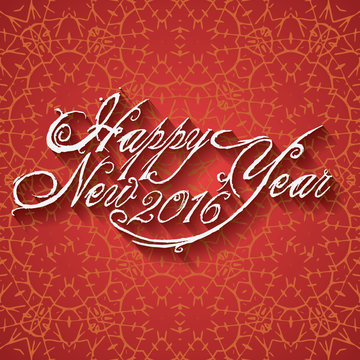 Beautiful elegant text design of happy new year. vector illustration 2016