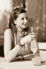 Smiling Beautiful Woman with Cold Drink