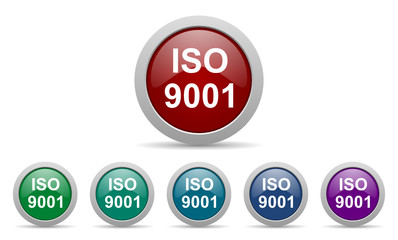 iso 9001 vector web icon set