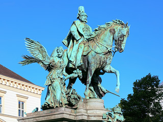 Fototapeta premium Kaiser Wilhelm Monument in Dusseldorf, Germany. The monument by the German sculptor Karl Janssen was unveiled on October 18, 1896.
