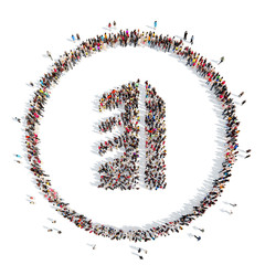 people in the shape of  building.