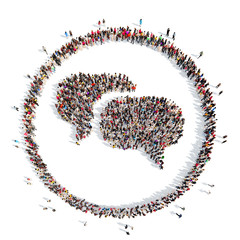 People in the shape of a chat bubble.