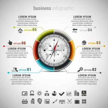 Business infographic made of compass.