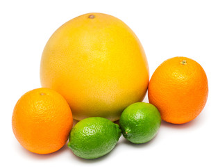 Assorted tropical fruit lime, orange and pomelo