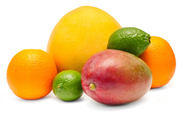 Assorted tropical fruit lime, pomelo, mango and lime