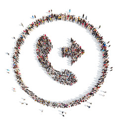 people in the shape of a handset.