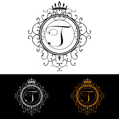 Letter T. Luxury Logo template, vector illustration