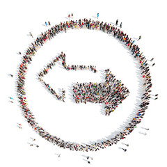 People in the form of arrows.