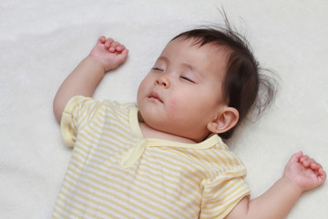 Sleeping Japanese baby girl (0 year old)