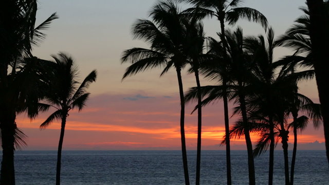 Beautiful sunset over the Pacific Ocean, Big Island, Hawaii