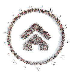 people in the shape of a house.