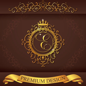 Letter E. Luxury Logo template vector illustration