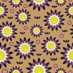 Fototapeta na wymiar Seamless vector background with abstract flowers