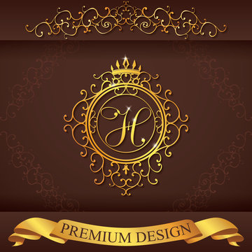 Letter H. Luxury Logo template vector illustration