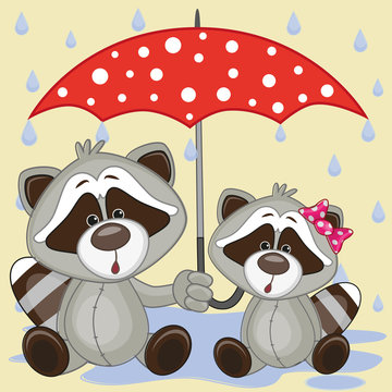 Two Raccons with umbrella