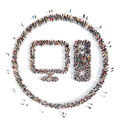 people in the shape of a computer.