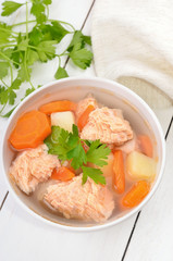 Fish soup with salmon
