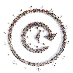 people in the shape of clock.