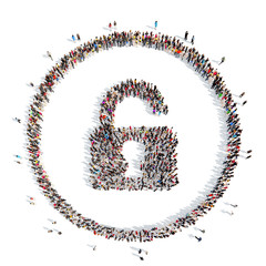 people in the shape of lock.