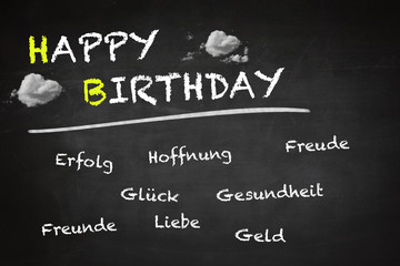 Happy Birthday karte Tafel