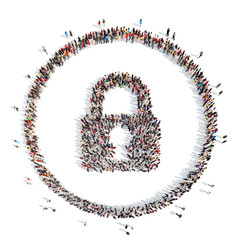 people in the shape of lock.