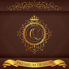 Letter Q. Luxury Logo template vector illustration