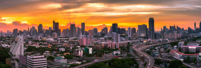 panorama sunset golden time of the bangkok city thailand