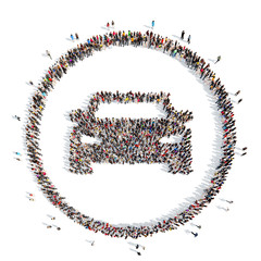 people in the shape of a car. 