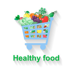 Shopping basket with healthy food.