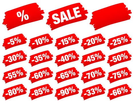 Brushstroke Set "Sale" Minus Red