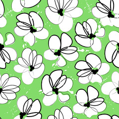 floral seamless pattern background, with strokes, spring/summer