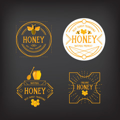 Honey label design. Bee badge.