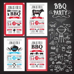 Barbecue party invitation. BBQ template menu design. Food flyer. - 84799452