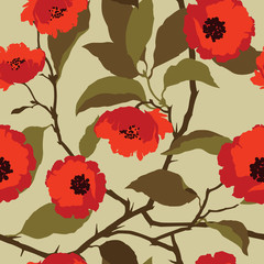 Elegance Seamless pattern with flowers roses, floral vector illustration in vintage style