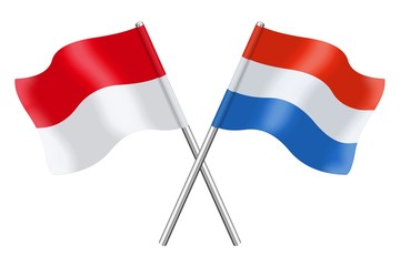 Flags: Monaco, Indonesia and Luxembourg