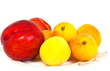 apricots and nectarines on a plate