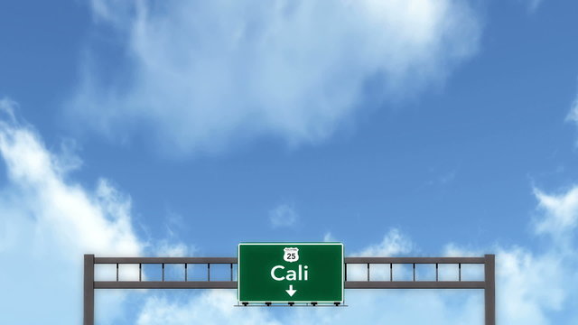 Passing under Cali Colombia Highway Road Sign
  