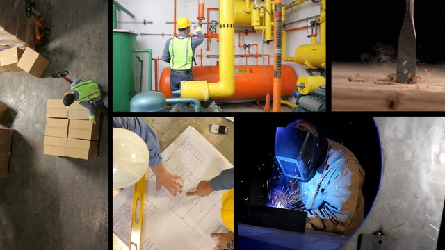 Montage of industrial scenes 