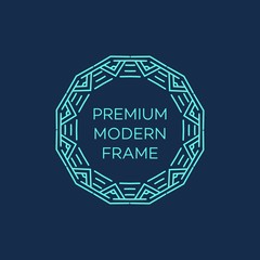 Vector geometric frame in mono line style. Monogram design