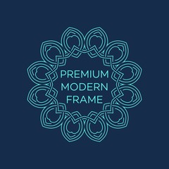 Vector geometric frame in mono line style. Monogram design