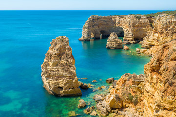 Naklejka premium Praia da Marinha - Beautiful Beach Marinha in Algarve, Portugal