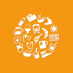 morning icons in circle