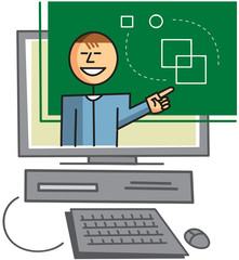 Virtual teacher giving lessons over the internet