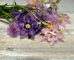 Blumen auf weißem Holzbrett
